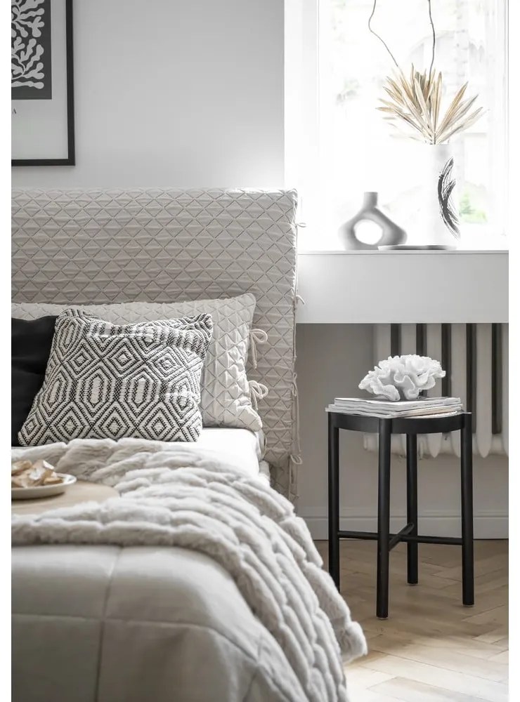 Bézs kárpitozott franciaágy ágyráccsal 180x200 cm Sleepy Luna – Miuform