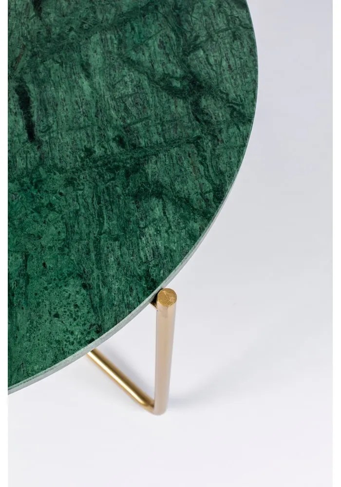 Zöld-aranyszínű kerek dohányzóasztal márvány asztallappal ø 70 cm Timpa – White Label