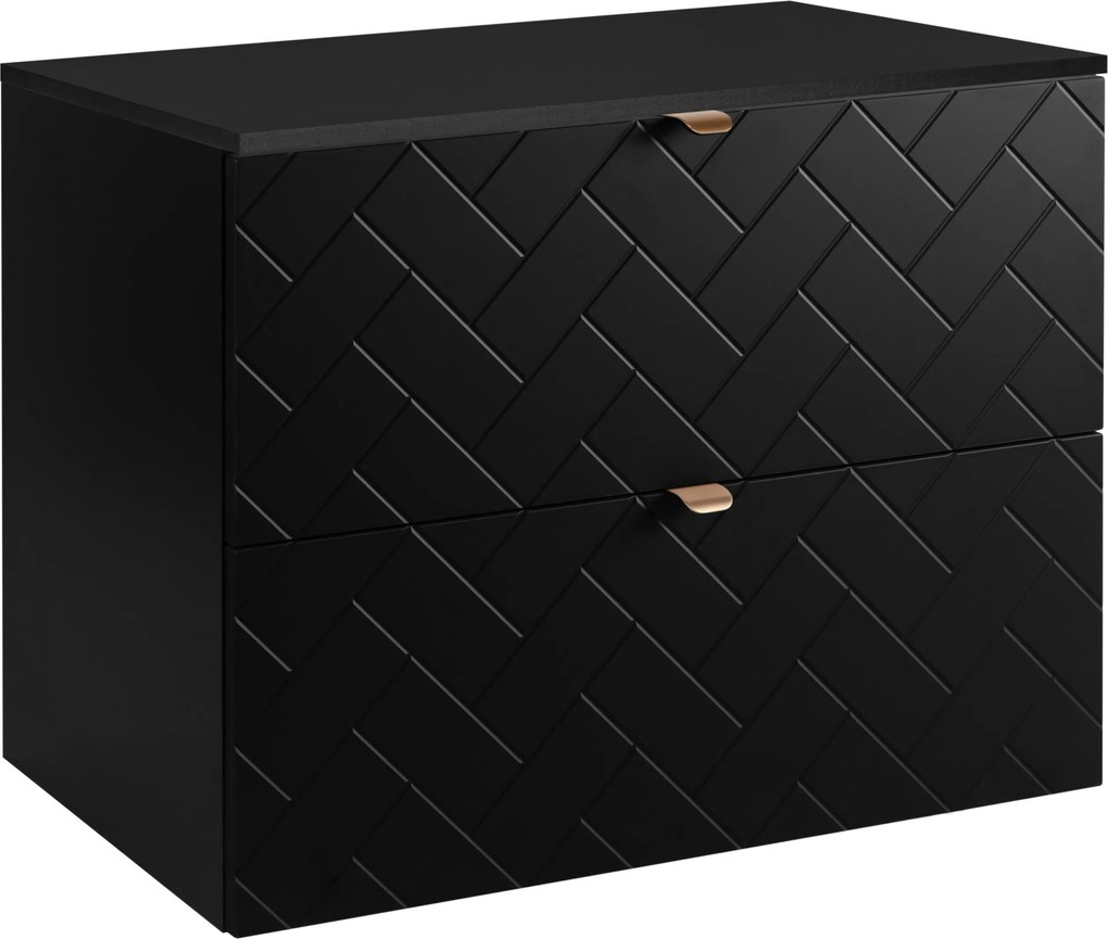 Fürdőszoba szekrény mosdó alá akasztható 80-as fekete Mdf halszálka Asztallap