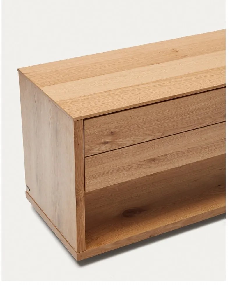 Natúr színű TV-állvány tölgyfa dekorral 200x51 cm Alguema – Kave Home
