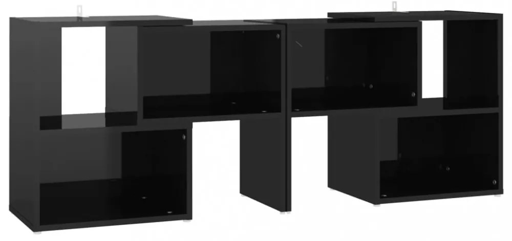 magasfényű fekete szerelt fa TV-szekrény 104 x 30 x 52 cm