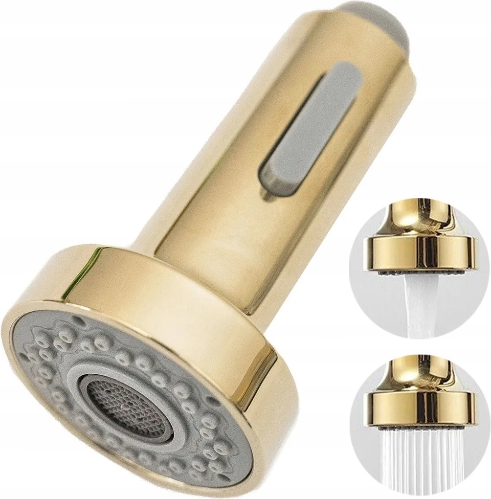 Konyhai Csaptelep Fejhallgató Kihúzható KIfolyócsővel Arany 2 Funkciós fogantyúval