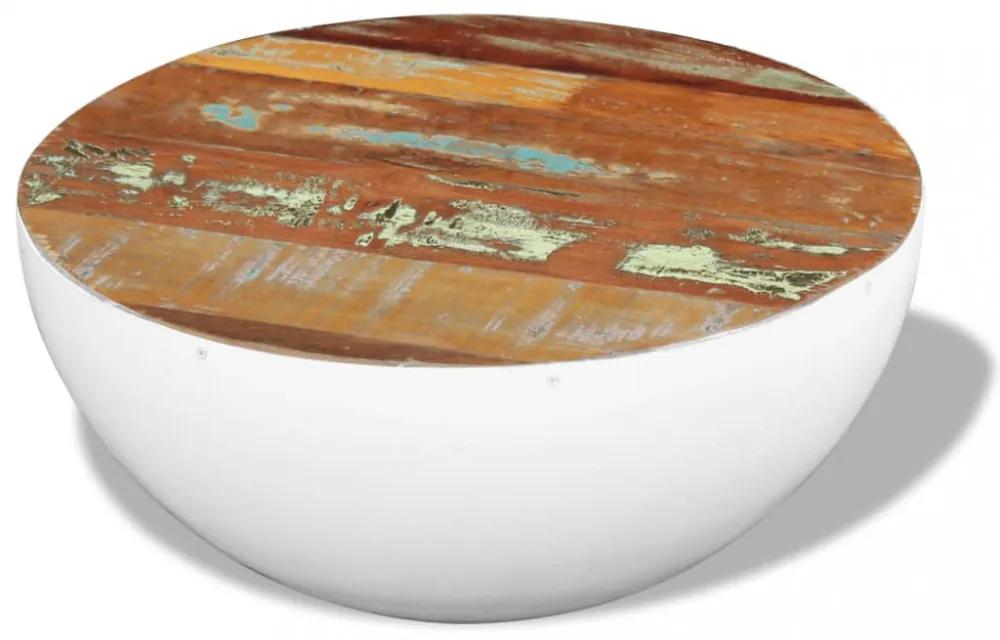 Csésze alakú tömör újrahasznosított fa dohányzóasztal 60x60x30 cm