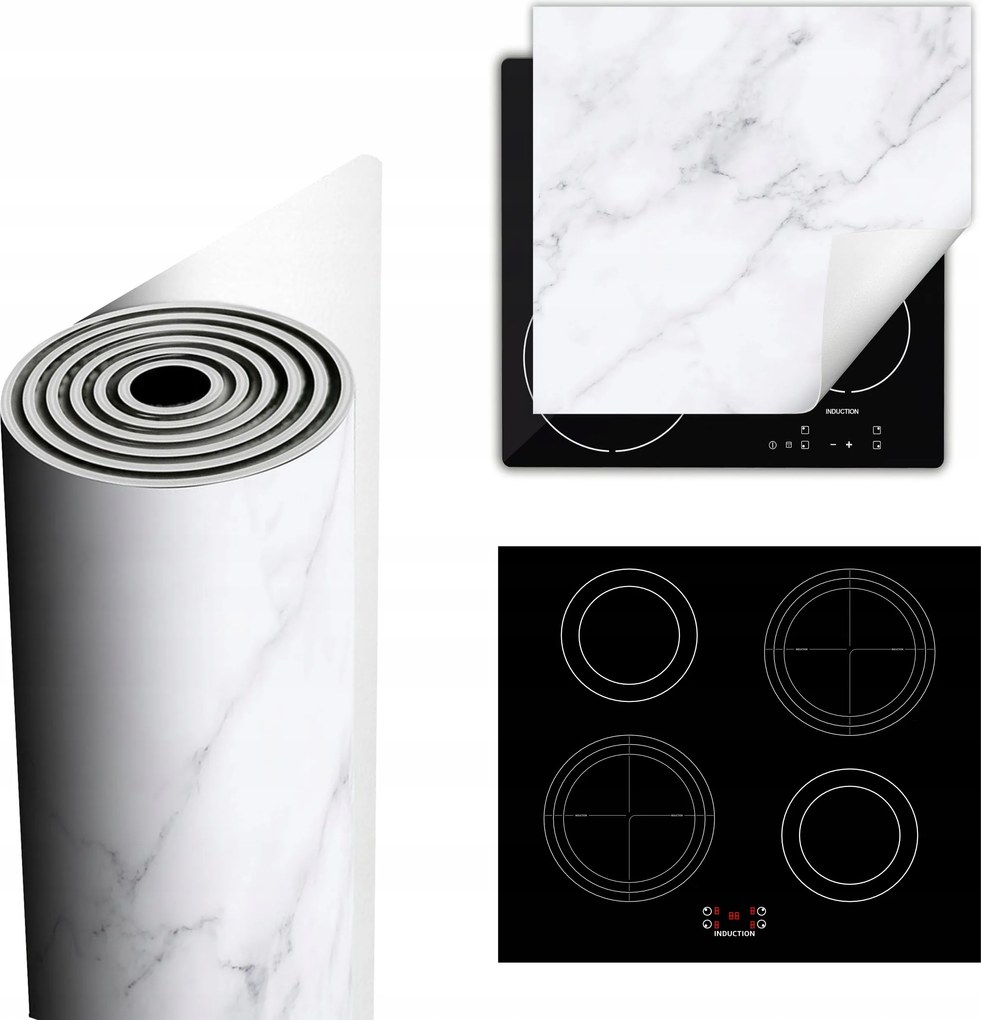 Tűzhelyvédő Szőnyeg Több Helyet Biztosít 60x52 fehér márvány