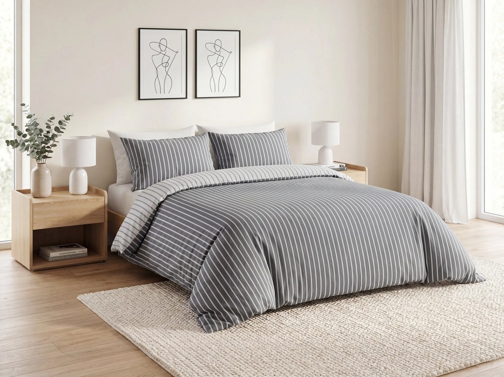Renforcé pamut ágyneműhuzat CAPRIVI szürke Ágyneműhuzat mérete: 70 x 90 cm | 140 x 220 cm