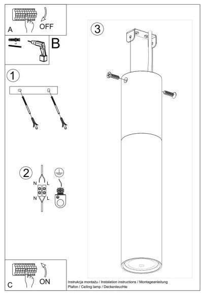 Sollux SL.0635 - Mennyezeti lámpa PABLO 1xGU10/40W/230V fekete
