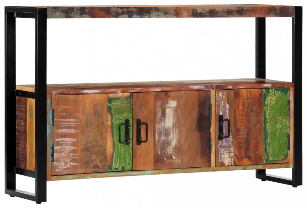 tömör újrahasznosított fa tálalószekrény 120 x 30 x 75 cm