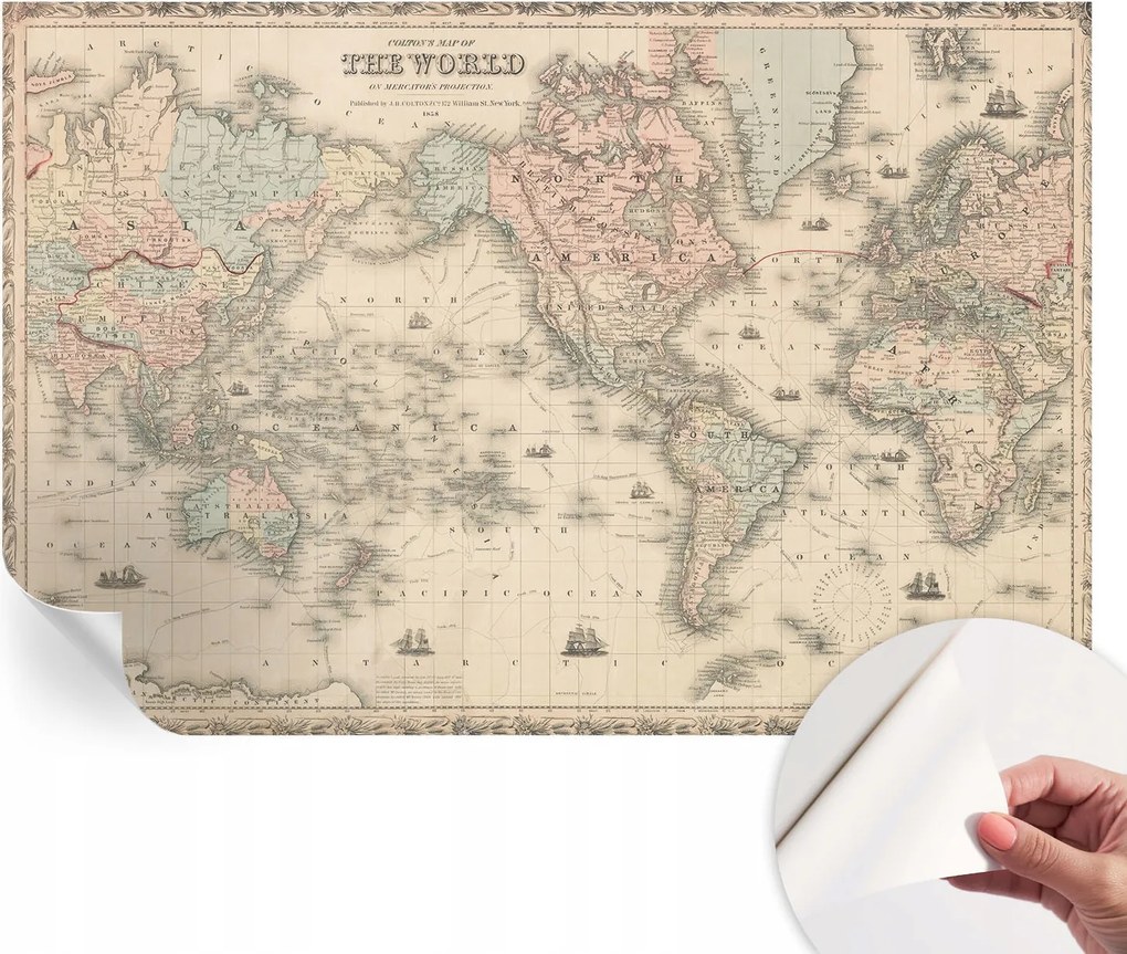 Mosható öntapadós fotótapéta étkezőbe Történelmi térkép 104x70 cm