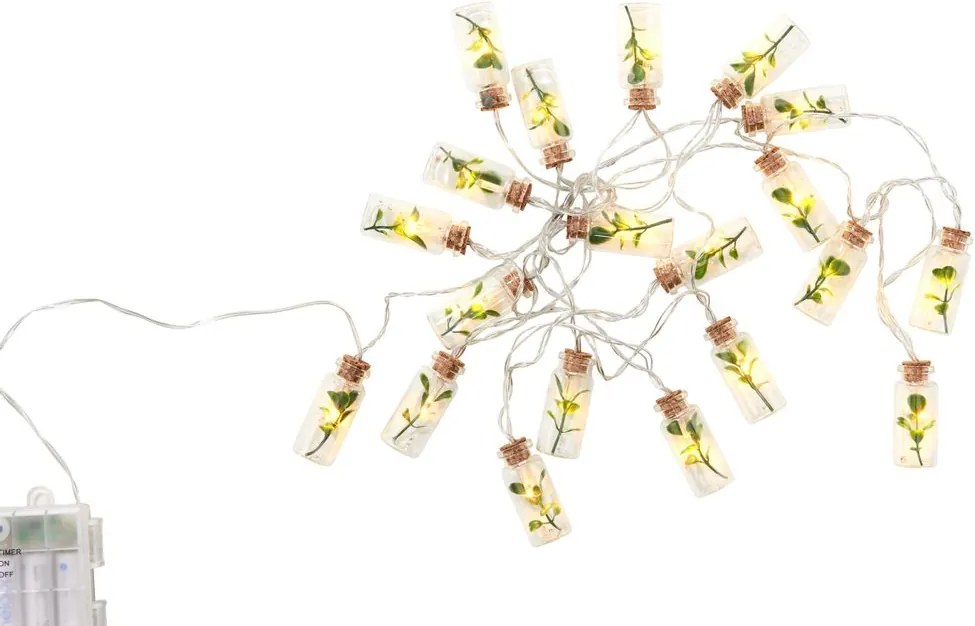 URBAN JUNGLE Led-es égősor, befőttes üveg / levél