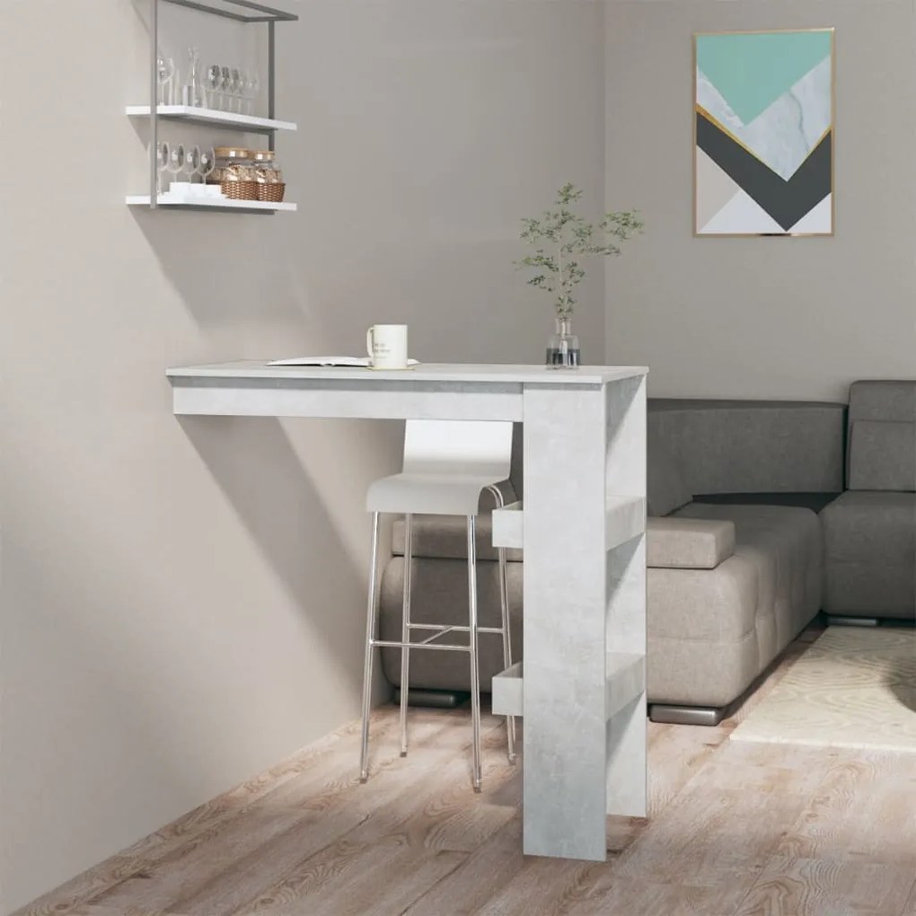 Betonszürke fatermék fali bárasztal 102 x 45 x 103,5 cm