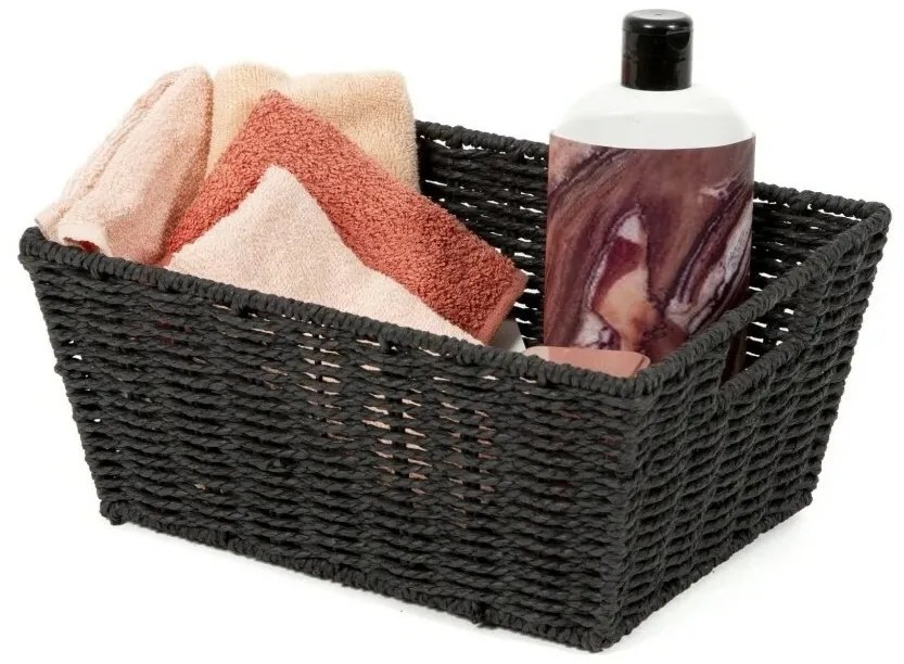 Compactor ETNA kézi kötésű kosár, 31 x 24 x 14 cm, fekete