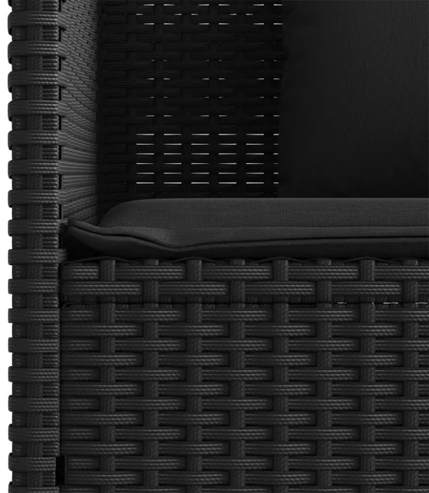 fekete polyrattan kerti pad párnával