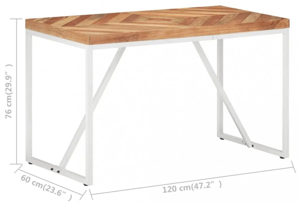 tömör akác és mangófa étkezőasztal 120 x 60 x 76 cm