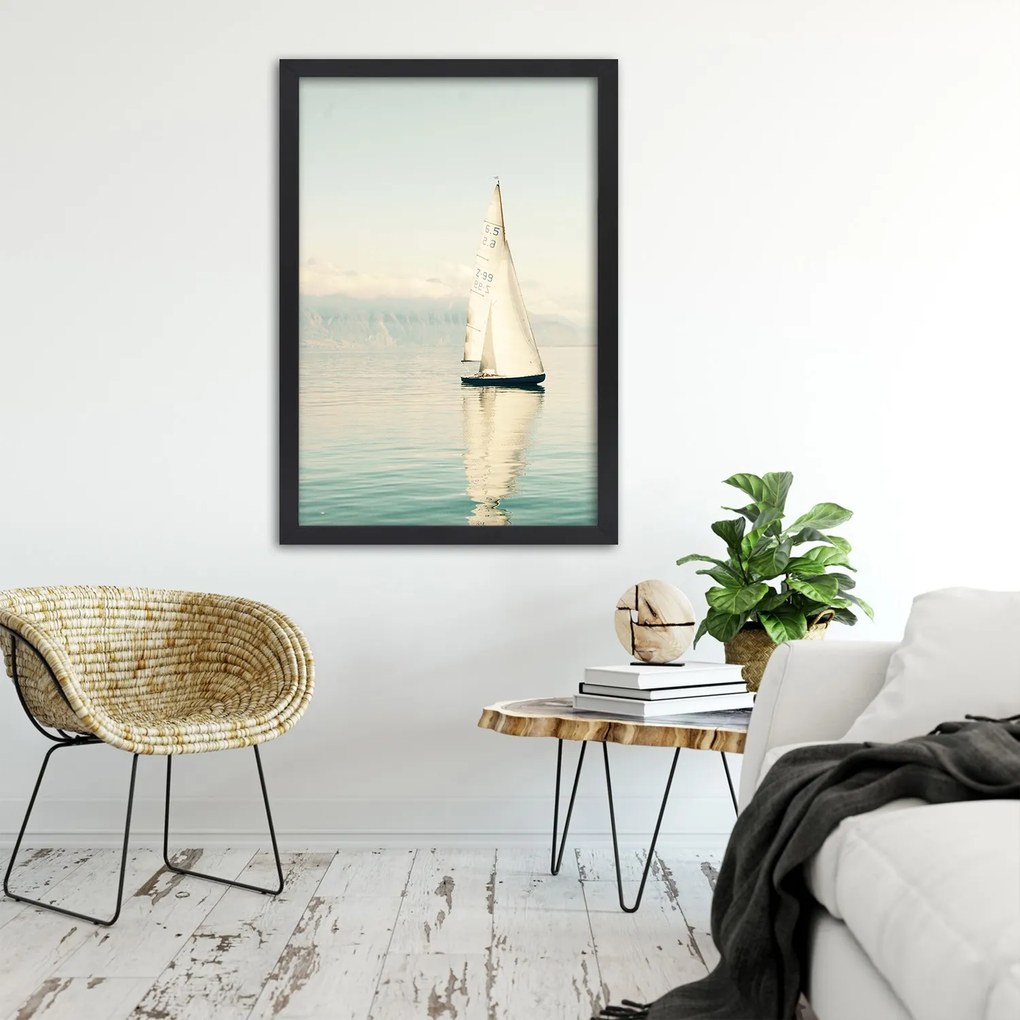 Gario Poszter Vitorlás a vízen A keret színe: Fehér, Méret: 30 x 45 cm