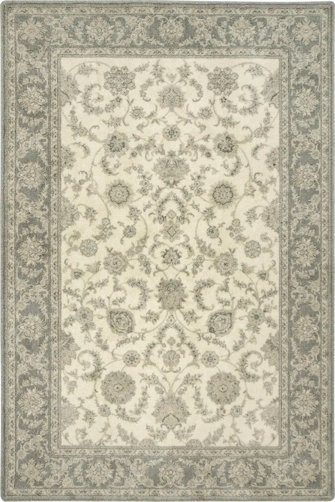 Gyapjú Díszszszőnyeg Virágokkal Bézs Isfahan Anafi Agnella 200x300 cm