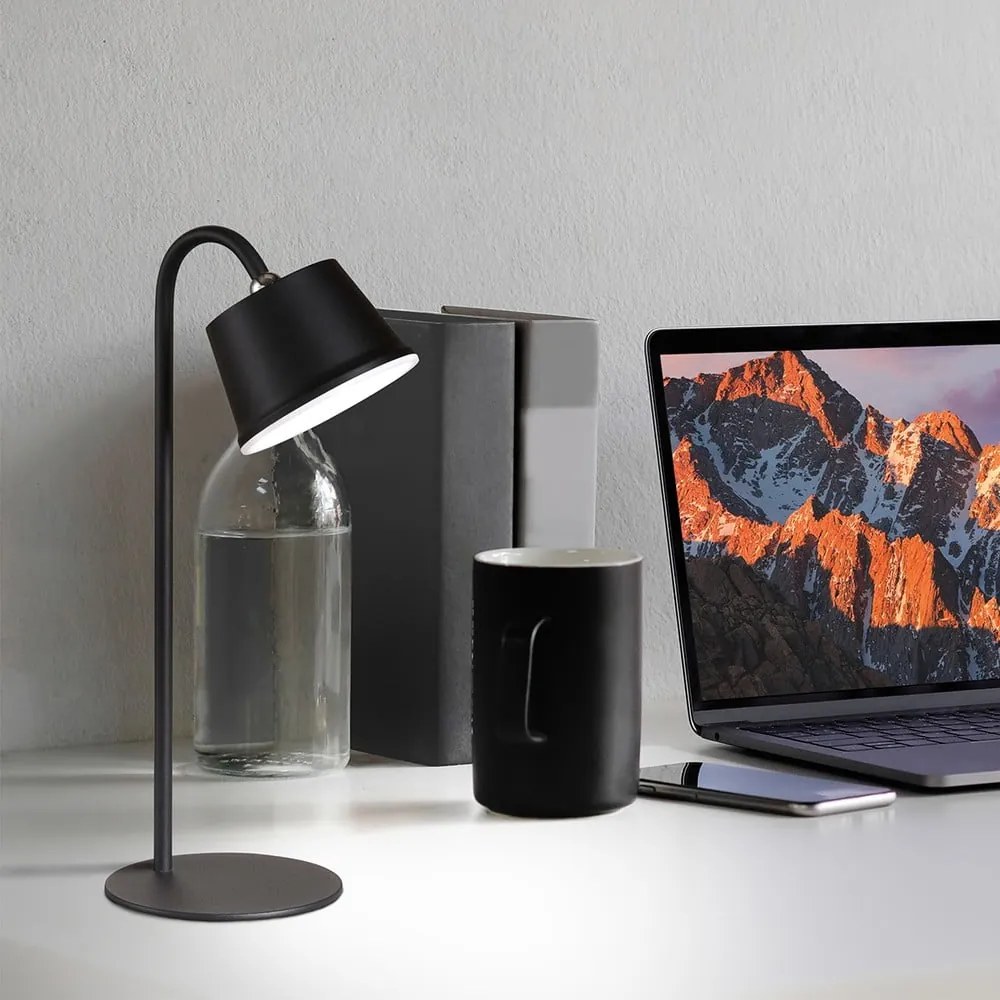 Fekete LED asztali lámpa fém búrával (magasság 34 cm) Voet – Fischer &amp; Honsel