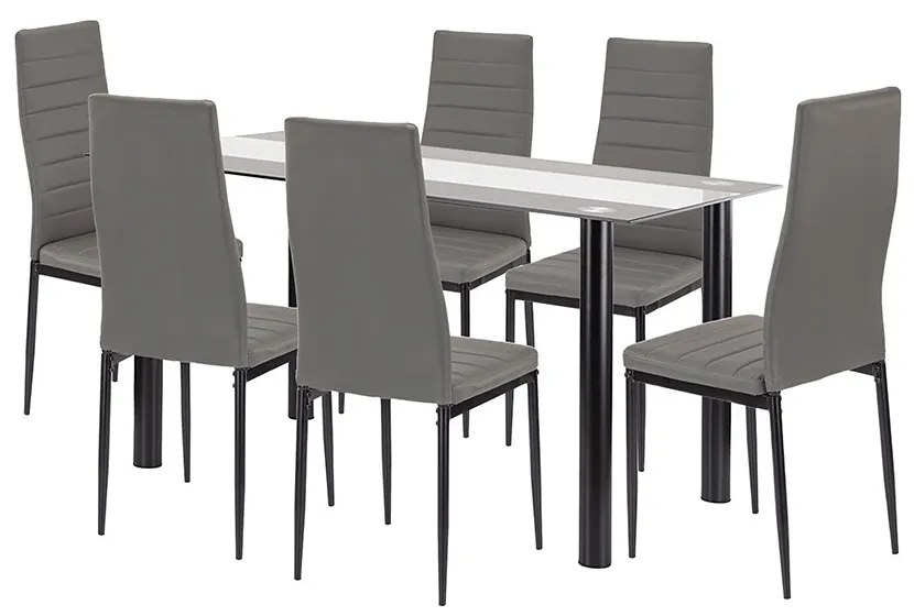 Denton 6+1 étkező garnitúra szürke-fekete