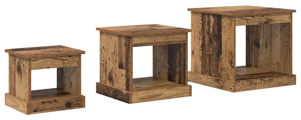 Dohányzóasztal 3 pcs Öreg fa Faanyag