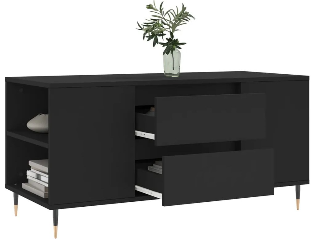 Fekete szerelt fa dohányzóasztal 102x44,5x50 cm