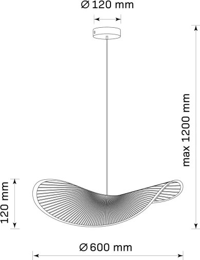 Csillár zsinóron CAPRI 1xE27/20W/230V átm. 60 cm bambusz