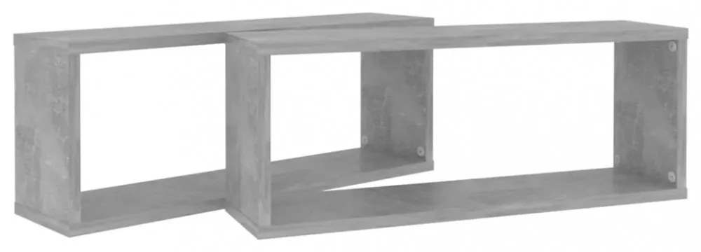 2 db betonszürke szerelt fa négyszögű fali polc 60 x 15 x 23 cm