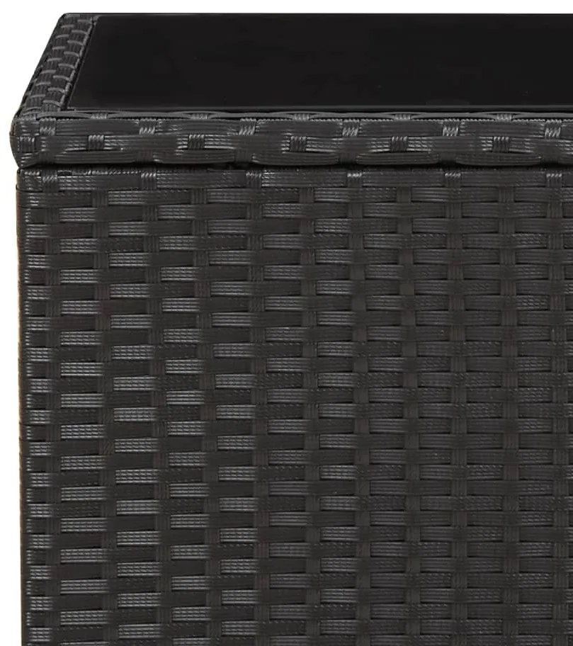 3 részes fekete polyrattan kerti étkezőgarnitúra párnákkal