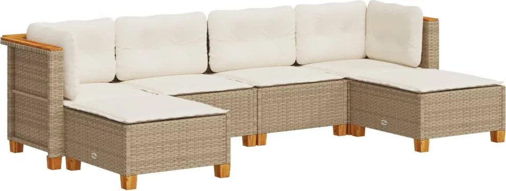 vidaXL 6 részes bézs polyrattan kerti ülőgarnitúra párnával