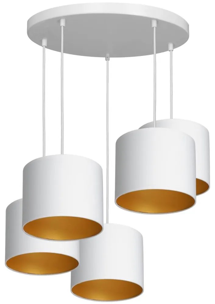 Csillár zsinóron ARDEN 5xE27/60W/230V fehér/arany