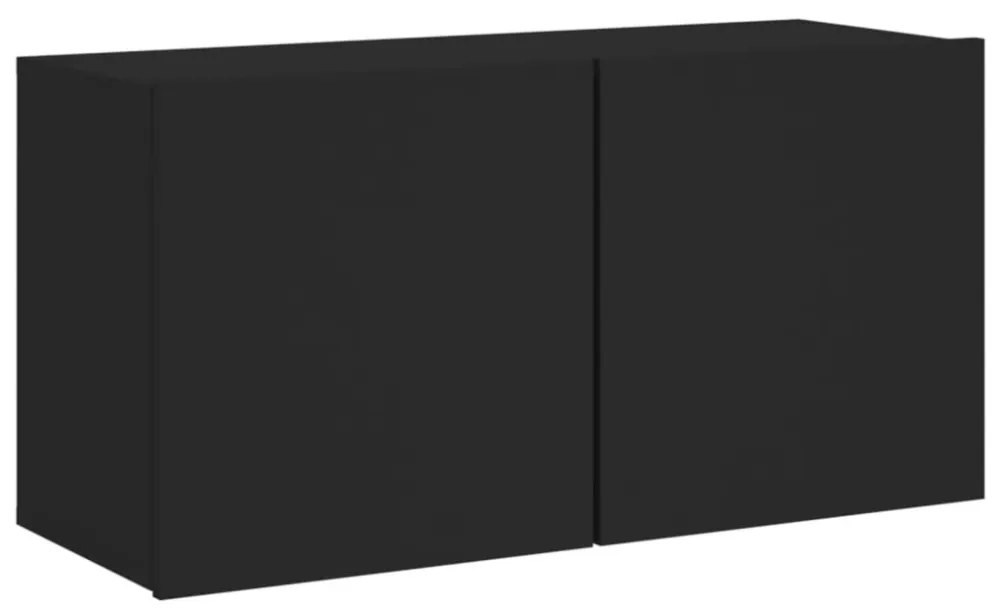 fekete falra szerelhető TV-szekrény 80 x 30 x 41 cm