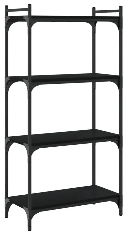 4 szintes fekete szerelt fa könyvespolc 60 x 30 x 120 cm