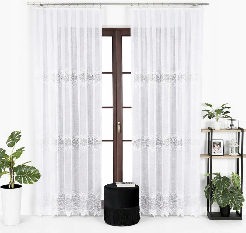 Jacquard függöny békák számára Violetta 200x250 fehér