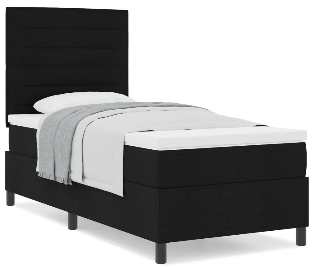 Box Spring Ágy Matrac Fekete 100x200 cm Szövet