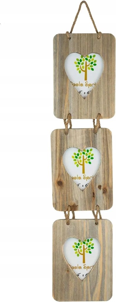 Fa képkeret több képhez 70 x 14 cm szív kivágással
