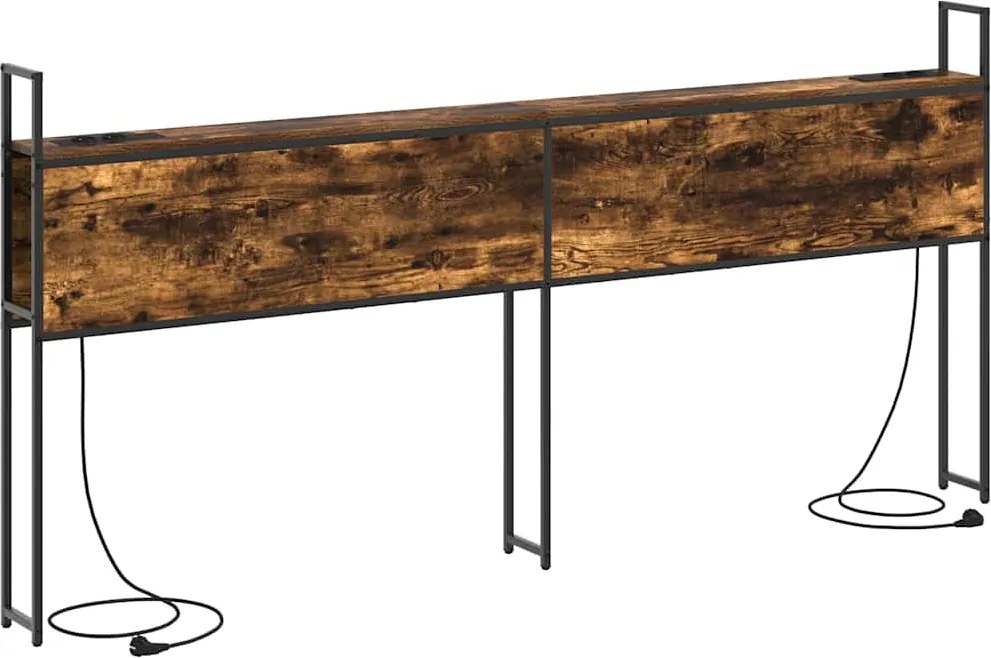 vidaXL Tárolós Fejtámla Töltő Állomással Füstölt tölgy Faanyag