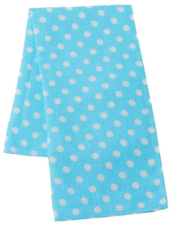 Pamut tetra pelenka New Baby Softy nyomtatott mintával 70 x 70 cm 4 db fehér-türkiz