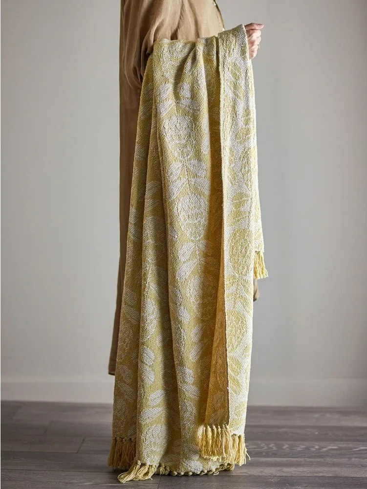 Sárga pamutkeverék takaró 130x155 cm Pratello – Bloomingville