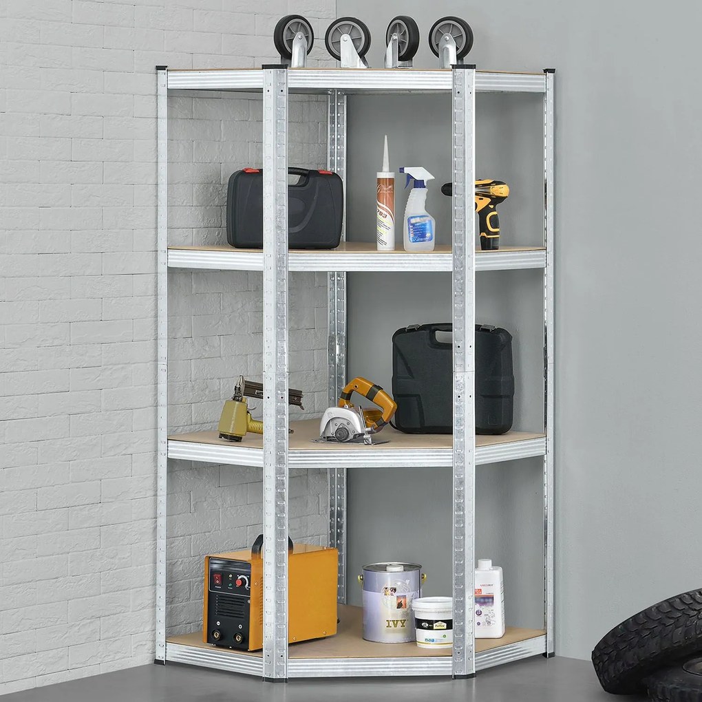 Juskys Sarokpolc - 160x75x40-75 cm - ezüst színű
