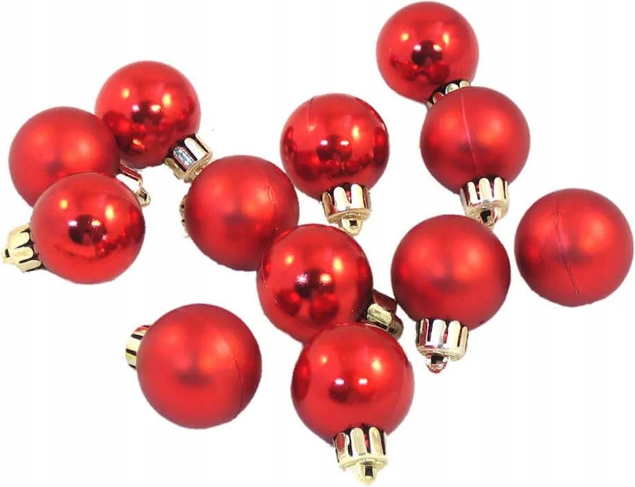 Törhetetlen karácsonyfadísz piros 3 cm 12 db