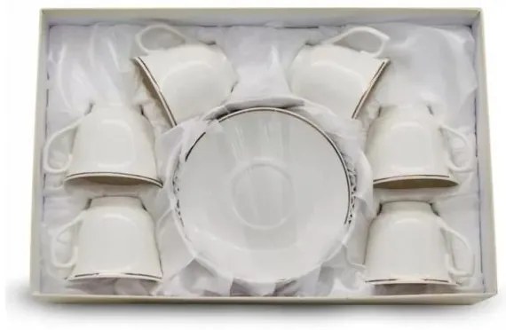 Porcelán kávéscsésze aljjal 200 ml - 6 személyes készlet díszdobozban