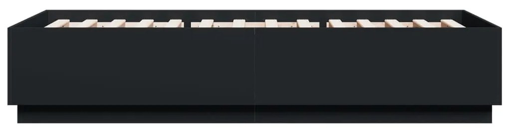 fekete szerelt fa ágykeret 90 x 200 cm