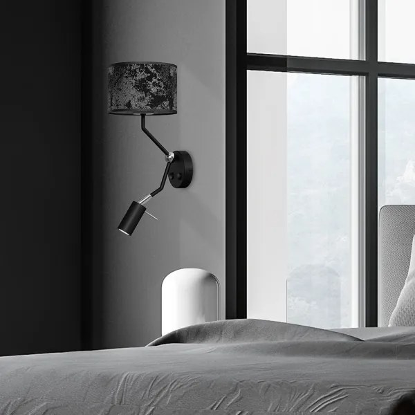 Fali lámpa SATINO 1xE27/40W + 1xGU10/MR11/7W fekete/szürke