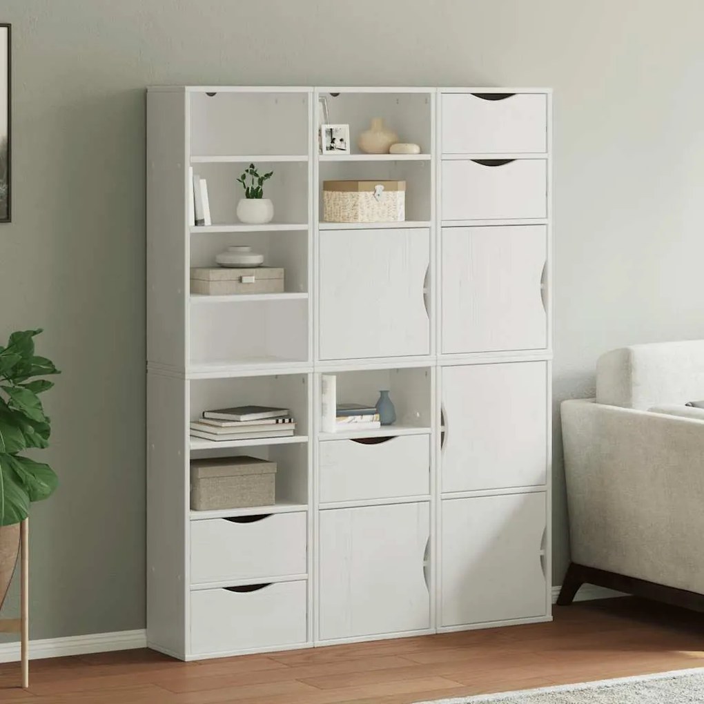 6 db fehér tömörfa fenyőfa oldalsó szekrény ODDA 40x24x79 cm