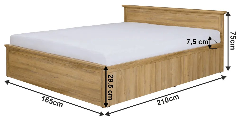 Franciaágy 160 cm Leoras MZ21 (ágyráccsal) (grand tölgy). 1017342