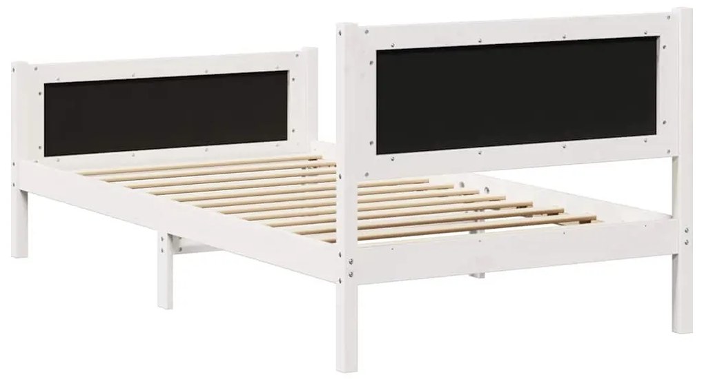 Ágykeret Fehér és világosszürke 100 x 200 cm Tömör fenyőfa