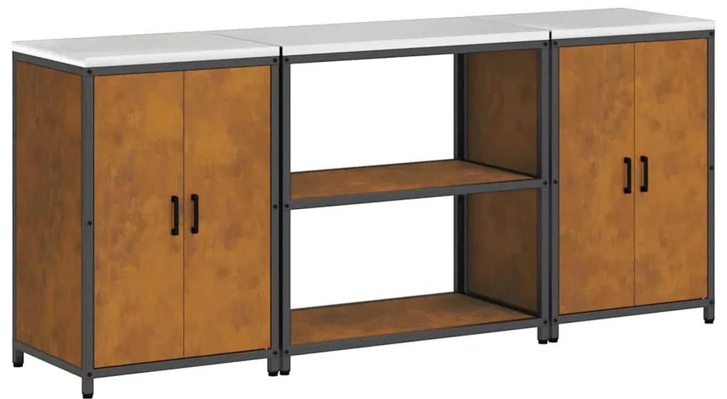 Konyhai Tároló Készlet polcokkal 3 pcs Rozsdás 210 x 50 x 92 cm