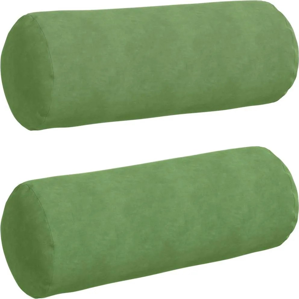 vidaXL Hengerpárnák 2 pcs Világos zöld Ø 25 x 70 cm Bársonyos szövet