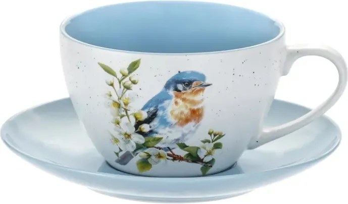 Madár motívummal díszített bögre 300 ml csészealj – a természet eleganciája otthonodban