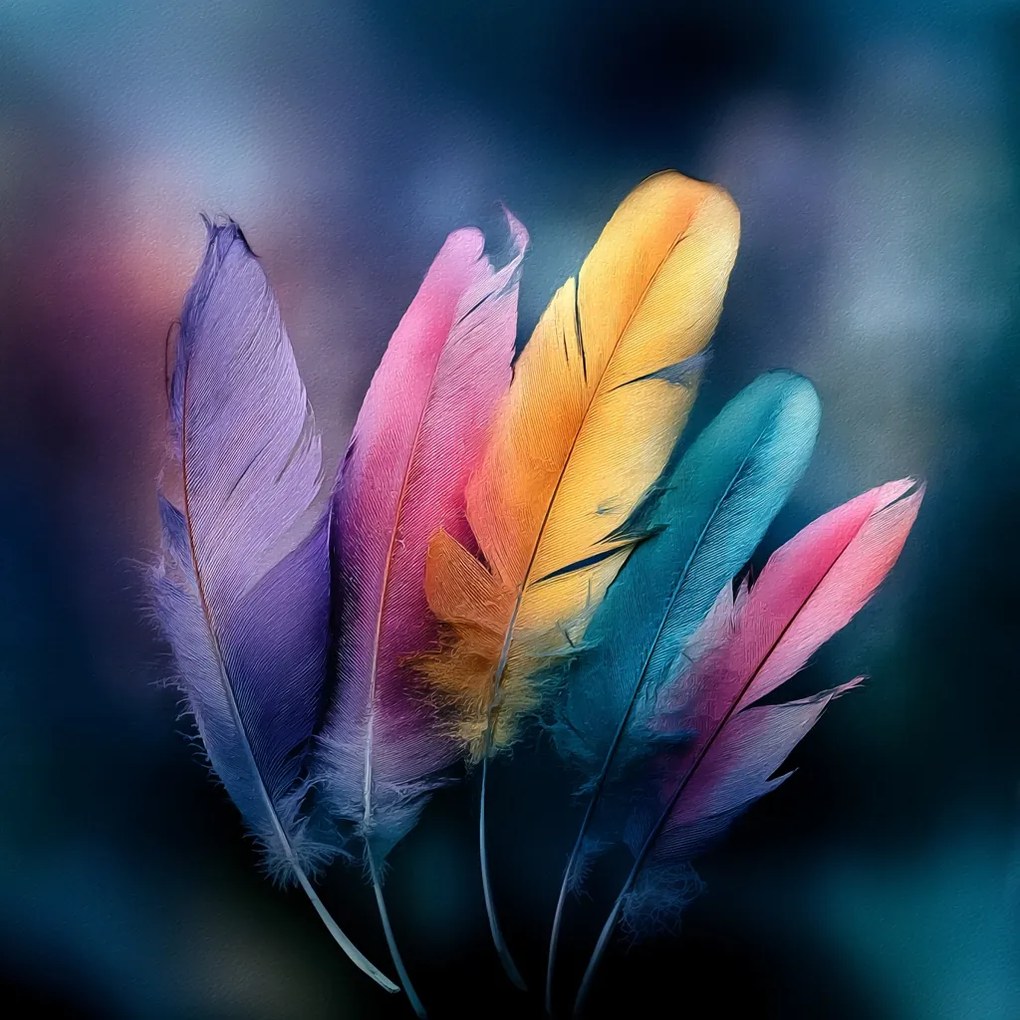 Vászonkép Canvas Pasztell Tollak Boho Dekoráció Színek 80 x 80