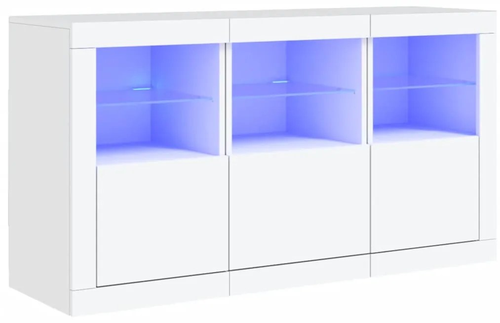 fehér tálalószekrény LED-világítással 123 x 37 x 67 cm