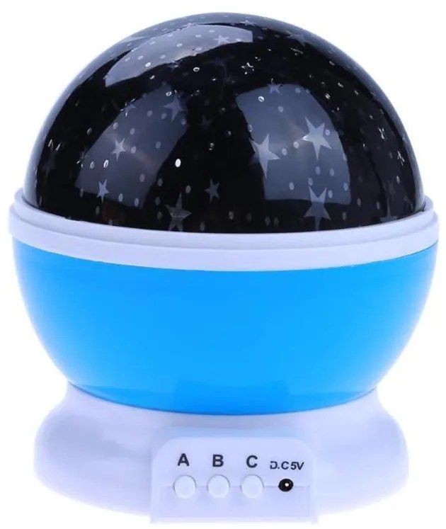 Forgó csillagfényes éjjeli lampa, beépített RGB LED-ekkel, kék